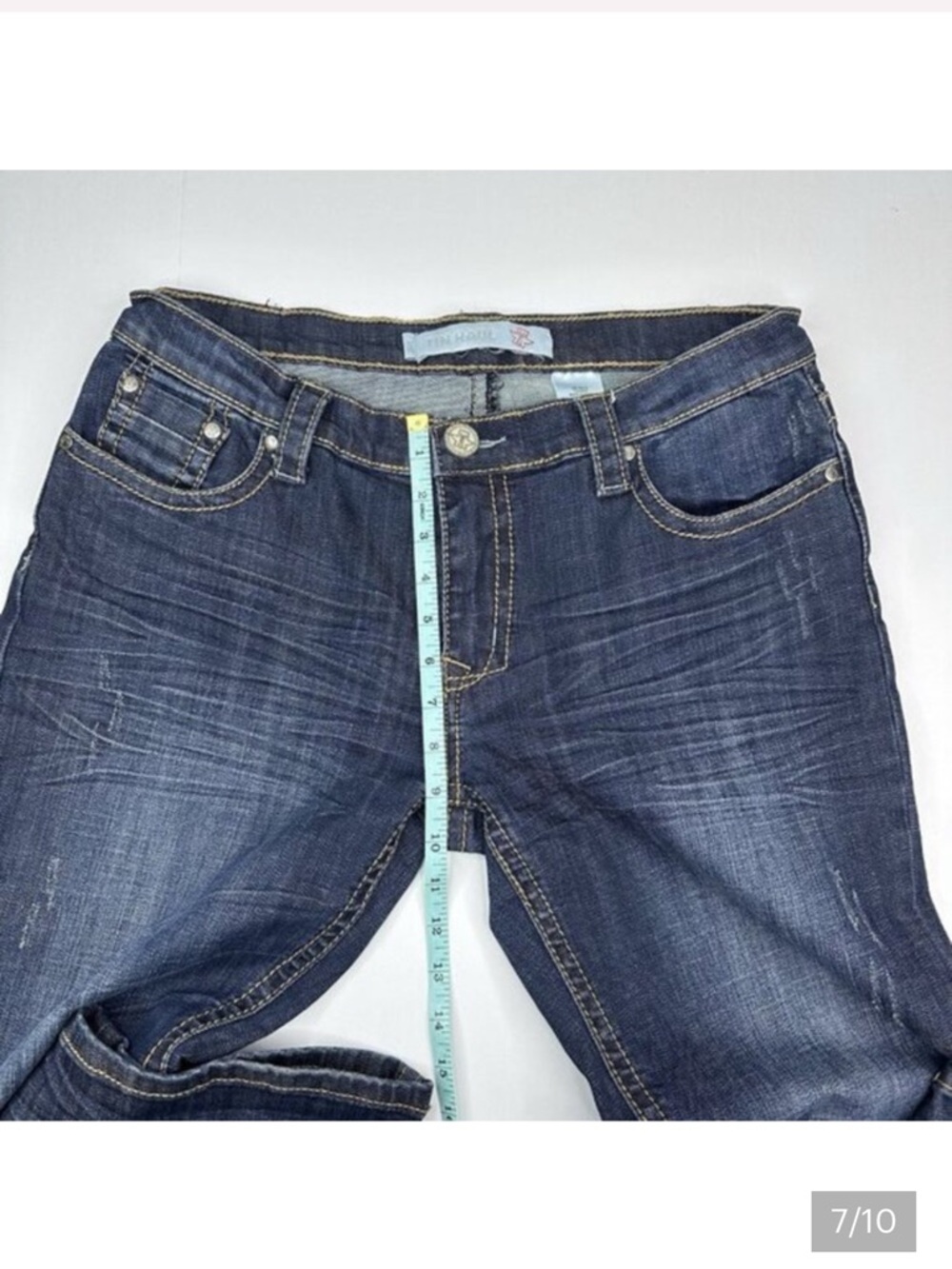 Tin Haul Womens Bootcut Jeans Dark Wash Distressed Stretch Denim W31-34”/34 Long - Picture 3 of 9